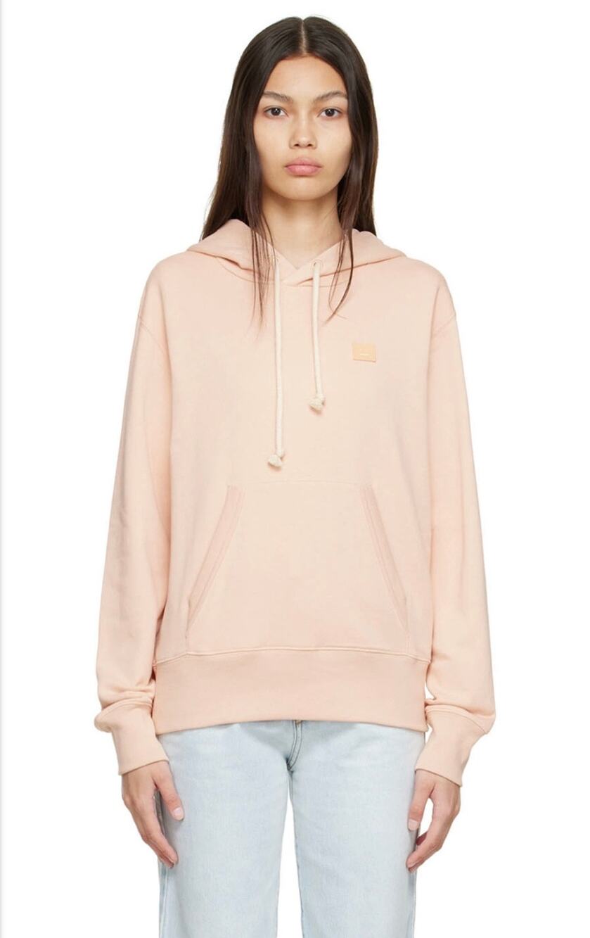 Acne Studios Hooded Sweatshirt Powder Pink Face Logo Hoodie XS Oversized